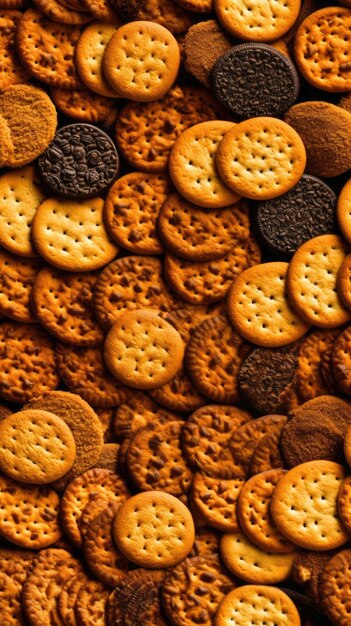 Foto fundo de vários biscoitos deliciosos textura perfeita ideal para decoração de papel de embrulho