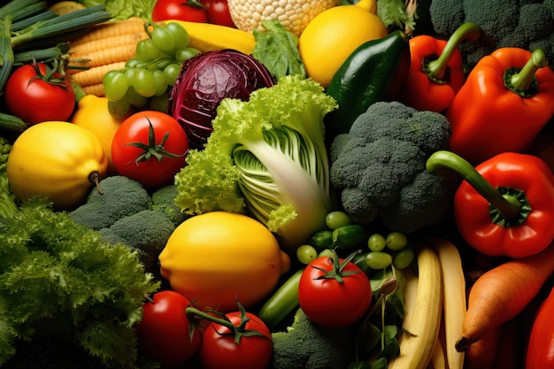 fundo de vegetais e frutas conceito de alimentação saudável vegetarianismo