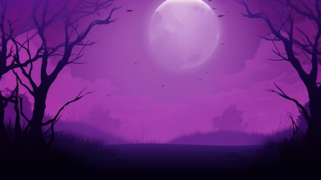 Fundo de venda halloween grande lua violeta