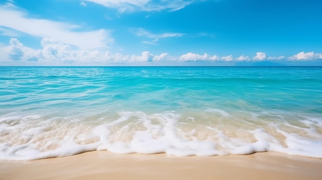 fundo de verão costa do mar tropical com água azul linda e dia ensolarado copiar espaço