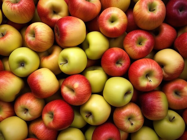 Fundo de verão da Apple Frutas vermelhas e verdes mistas geradas por IA