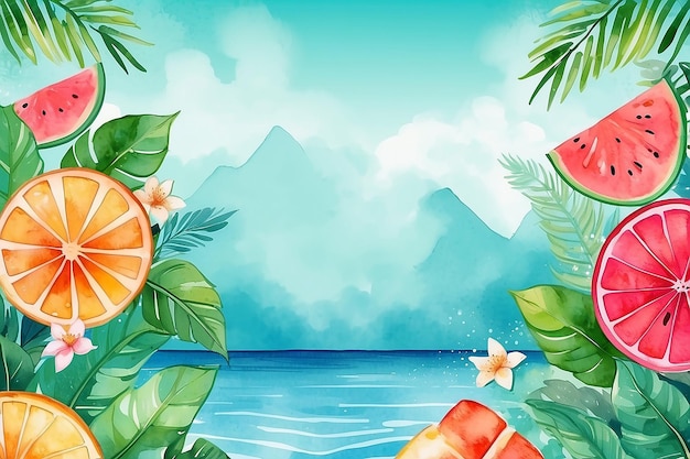 Fundo de verão de aquarela