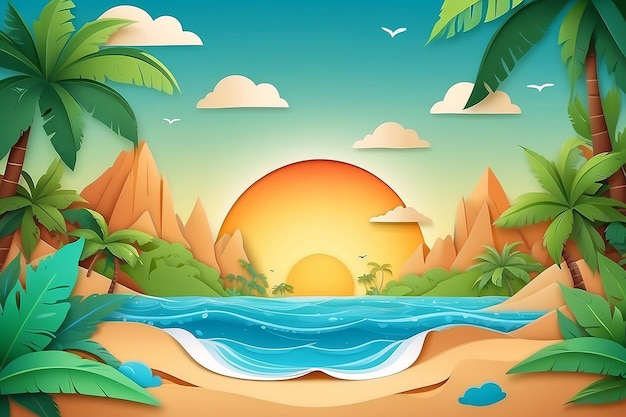 Fundo de verão em estilo papel