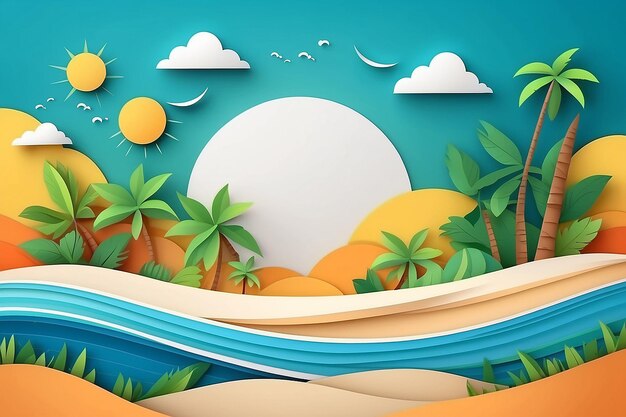 Fundo de verão em estilo papel