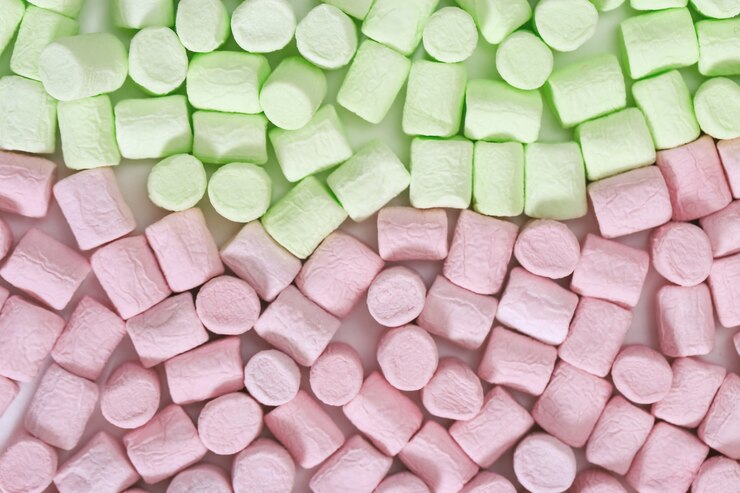 Foto fundo de zéfiro colorido marshmallow doce verde e rosa