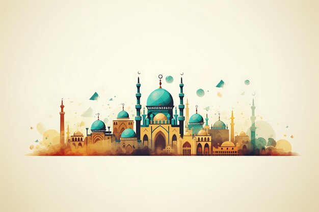 Foto fundo decorativo colorido de feliz muharram e ano novo islâmico