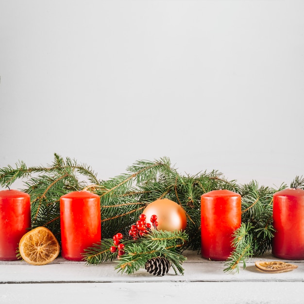 Foto fundo decorativo de natal com velas