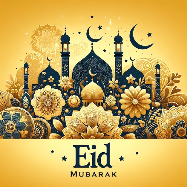 Fundo decorativo do festival Eid Mubarak Poster de Eid Mubarik