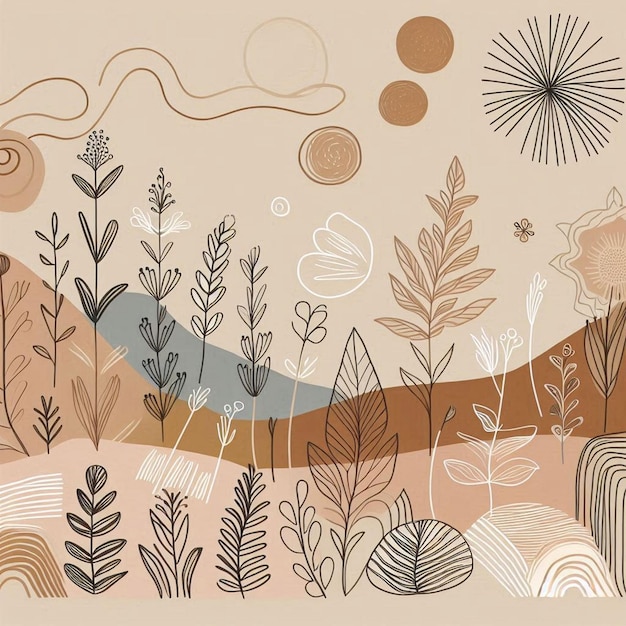 Fundo desenhado à mão em tons suaves de terra