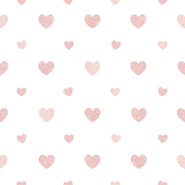 fundo desenhado de corações cor-de-rosa brilhantes sem costura