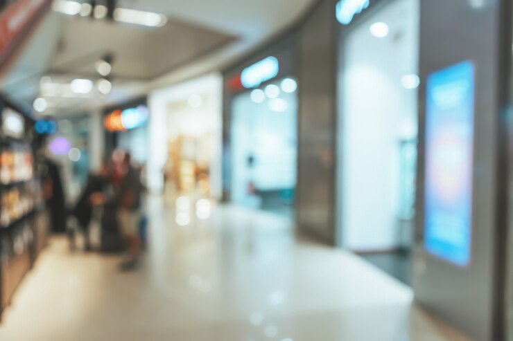 Foto fundo desfocado abstrato de centro comercial moderno