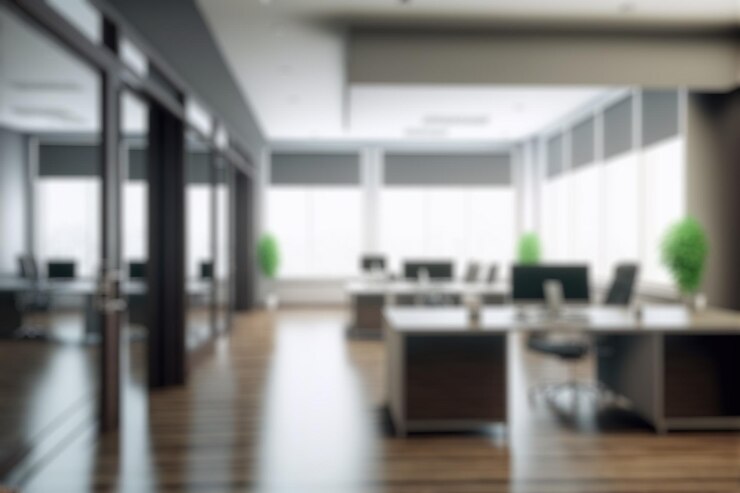 Foto fundo desfocado de design de interiores de escritórios modernos espaço de trabalho contemporâneo para negócios criativos