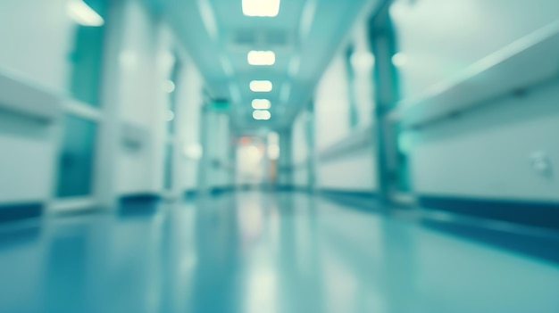 Foto fundo desfocado de hospital moderno icu corredor interior médico e cuidados de saúde conc ia generativa