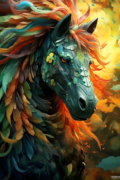 fundo design cabeça cavalo 3d colorido
