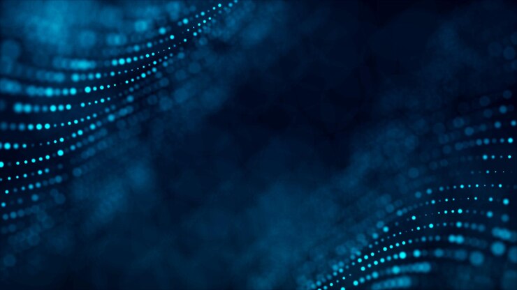 Foto fundo digital com movimento de partículas brilhantes tecnologias complexas de renderização 3d de big data