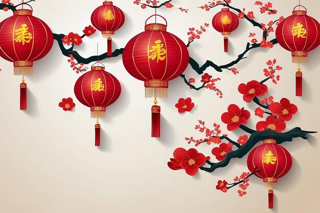 Foto fundo do ano novo chinês com lanterna de papel chinesa