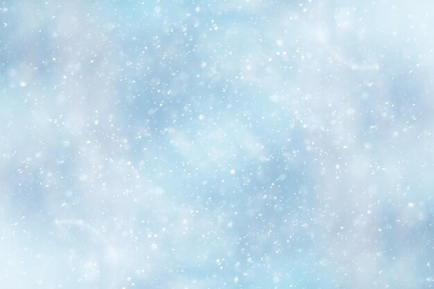 fundo do bokeh da queda de neve azul, fundo abstrato do floco de neve no azul abstrato borrado