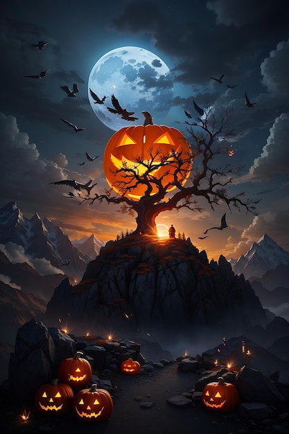 Fundo do cartaz da abóbora de Halloween