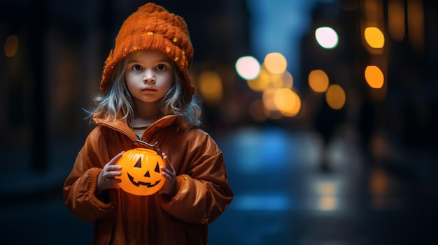 Fundo do castelo de Halloween com velas de abóboras assustadoras no cemitério à noite