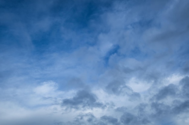 Fundo do céu azul com pequenas nuvens listradas stratus cirrus Dia de limpeza e bom tempo ventoso