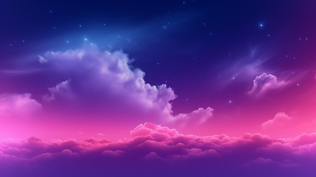 Fundo do céu brilho neon com cor violeta