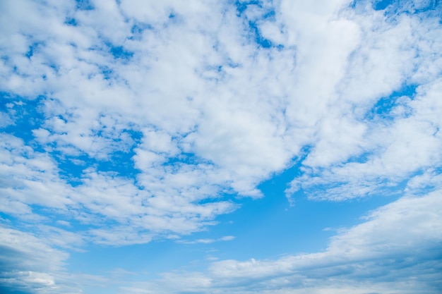 Fundo do céu da manhã com nuvens brancas e fofas