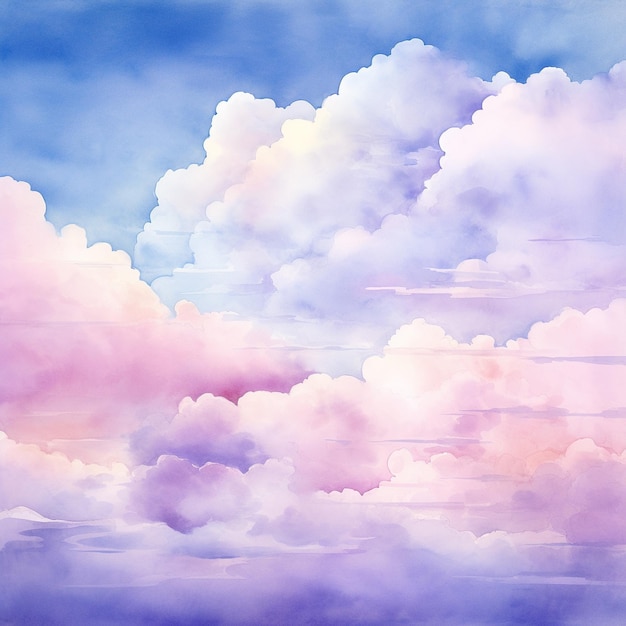 Fundo do céu em aquarela pintada à mão