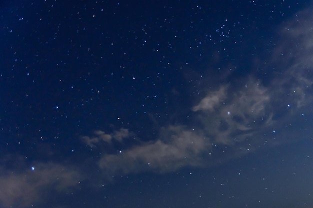 Fundo do céu noturno com muitas estrelas e nuvens