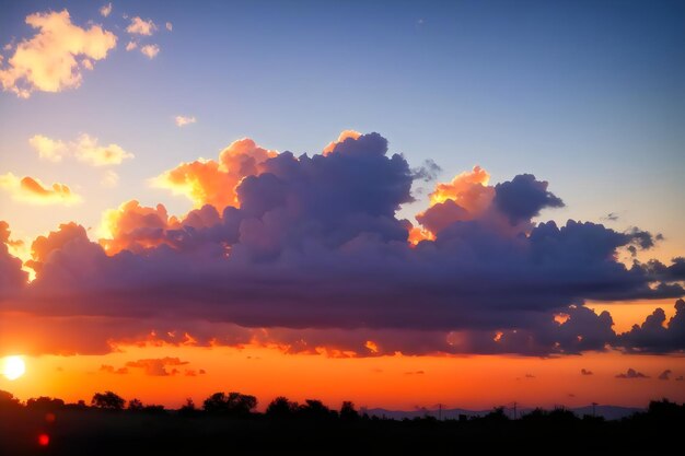 fundo do céu pôr do sol com pequenas nuvens realistas