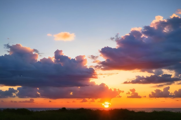 fundo do céu pôr do sol com pequenas nuvens realistas