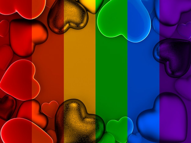 Foto fundo do coração dos namorados com as cores do orgulho do arco-íris