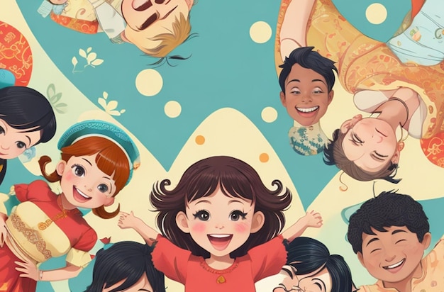 Fundo do Dia Mundial da Família em estilo cartoon IA generativa