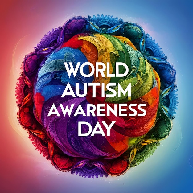 Fundo do Dia Mundial de Conscientização sobre o Autismo com círculo colorido arco-íris