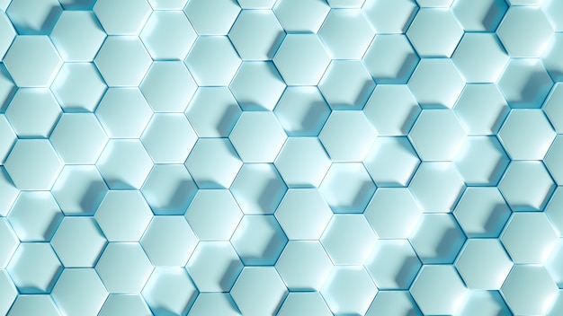 Fundo do hexágono de geometria. Ilustração 3D, renderização em 3D.