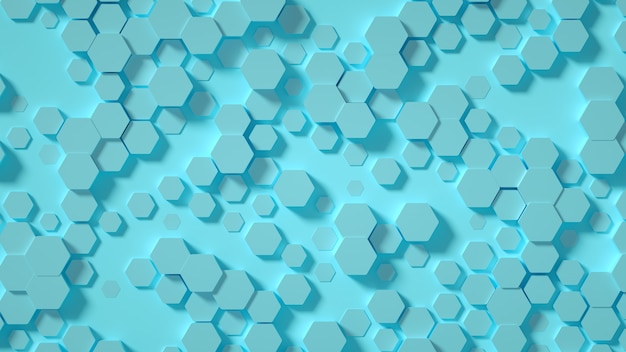 Fundo do hexágono de geometria. Ilustração 3D, renderização em 3D.