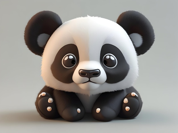 Fundo do ícone do panda 3D dos desenhos animados