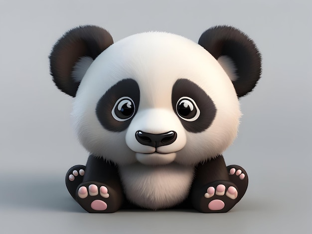 Fundo do ícone do panda 3D dos desenhos animados