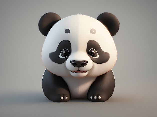 Fundo do ícone do panda 3D dos desenhos animados