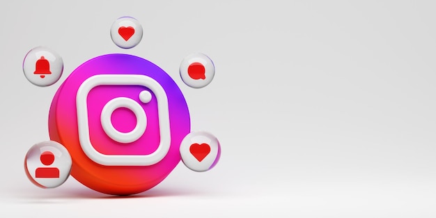 Fundo do logotipo do aplicativo de renderização do instagram 3d plataforma de mídia social do youtube