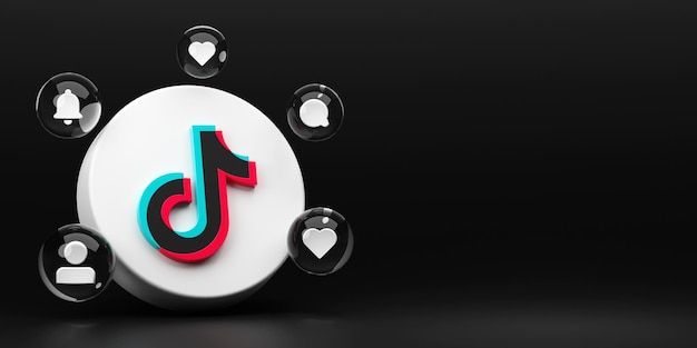 Fundo do logotipo do aplicativo de renderização Tiktok 3d Plataforma de mídia social Tiktok