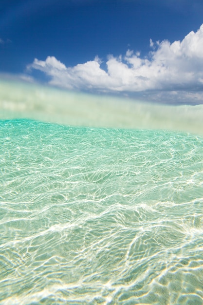 Fundo do mar e da praia com espaço de cópia