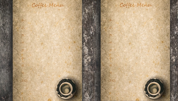 Fundo do menu do peper de café