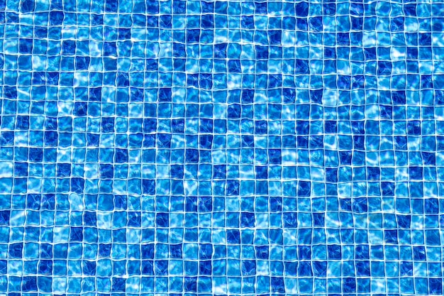 Fundo do mosaico da piscina textura da superfície da água da piscina com estampa de mosaico quadrado azul