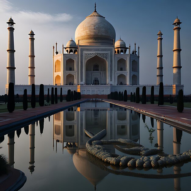 Fundo do pôr do sol do Taj Mahal