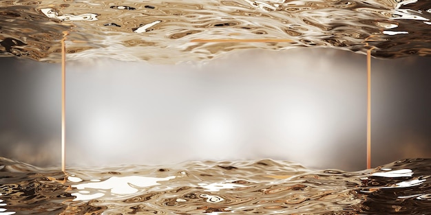 Fundo do quadro na superfície da água Quadro flutuante na água Ilustração 3D de decoração de texto e imagem