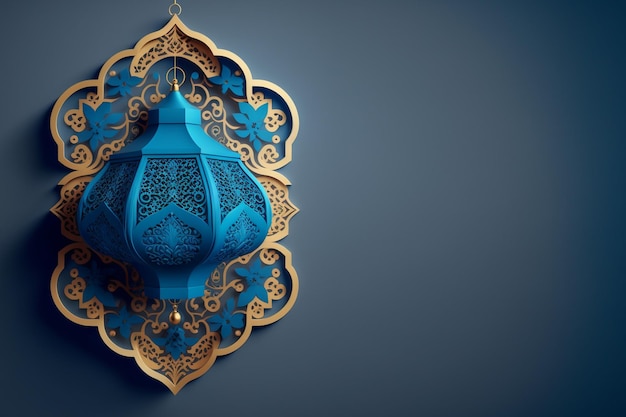 Foto fundo do ramadã com lanterna árabe e espaço em branco para maquete de texto