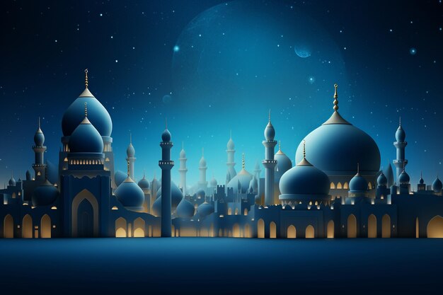 fundo do Ramadão com lua azul