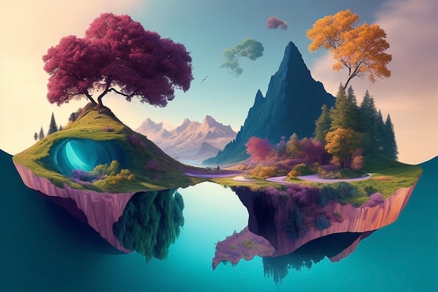 Fundo do surrealismo com uma bela mistura de cores