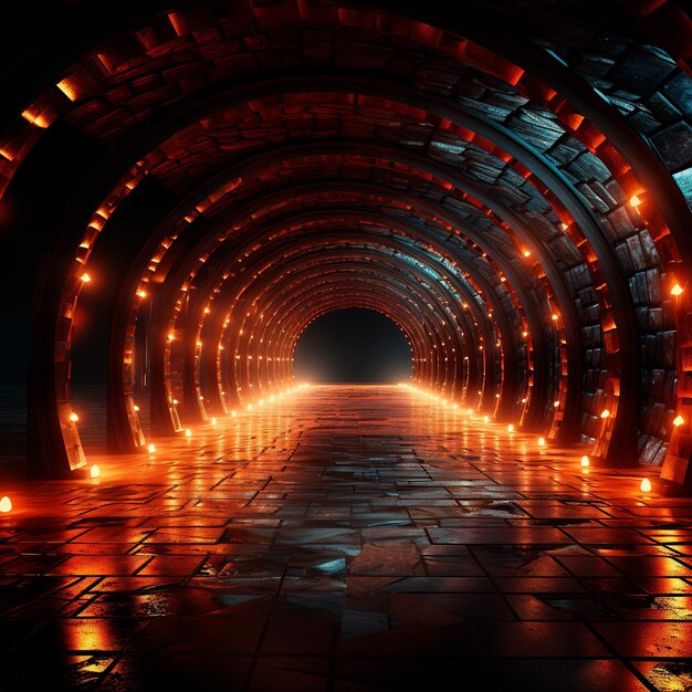 fundo do túnel com luzes de neon