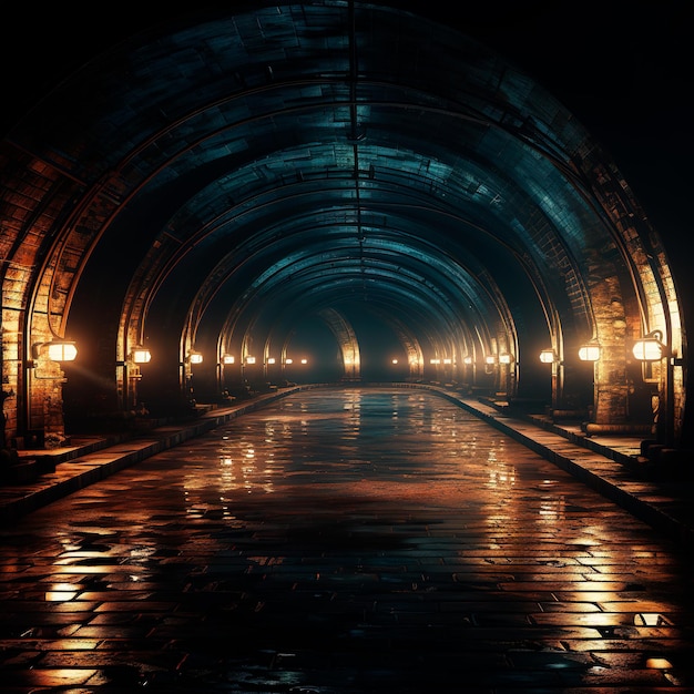 fundo do túnel com luzes de neon
